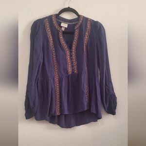 Knox Rose Navy Bohemian Top